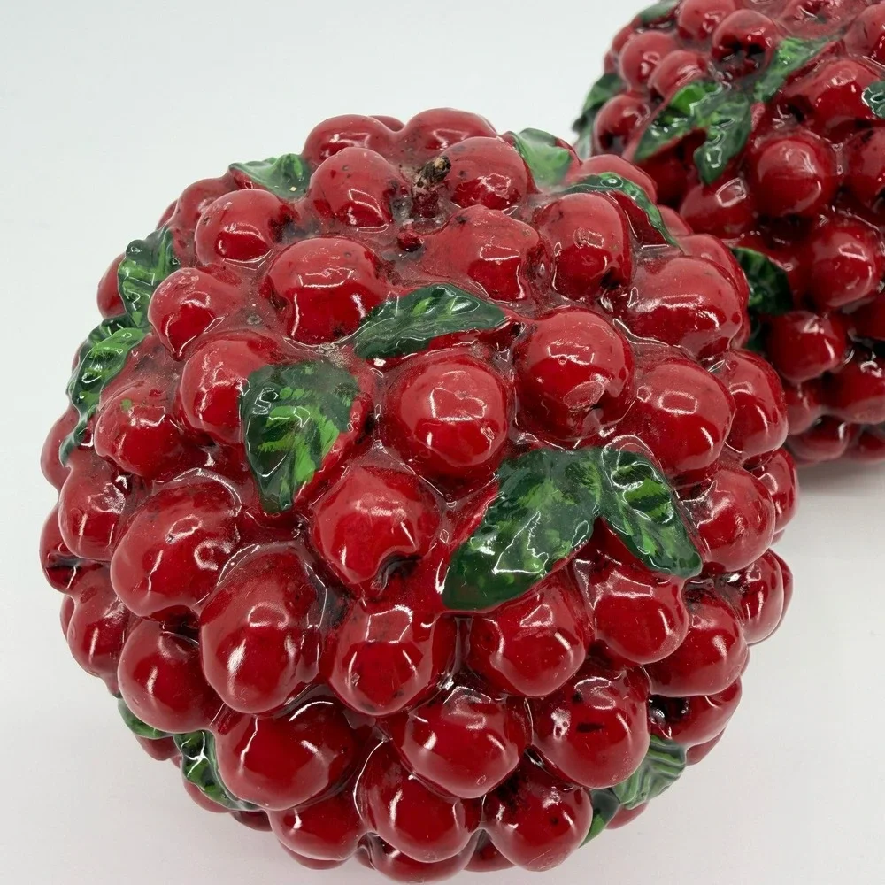 Vtg Harry and David Cranberry Candles SET of 4 Balls 3